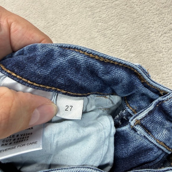 VERVE Los Angeles Jeans Women's 27 Raw Hem Straight Ankle Distressed Blue Denim - Picture 8 of 15